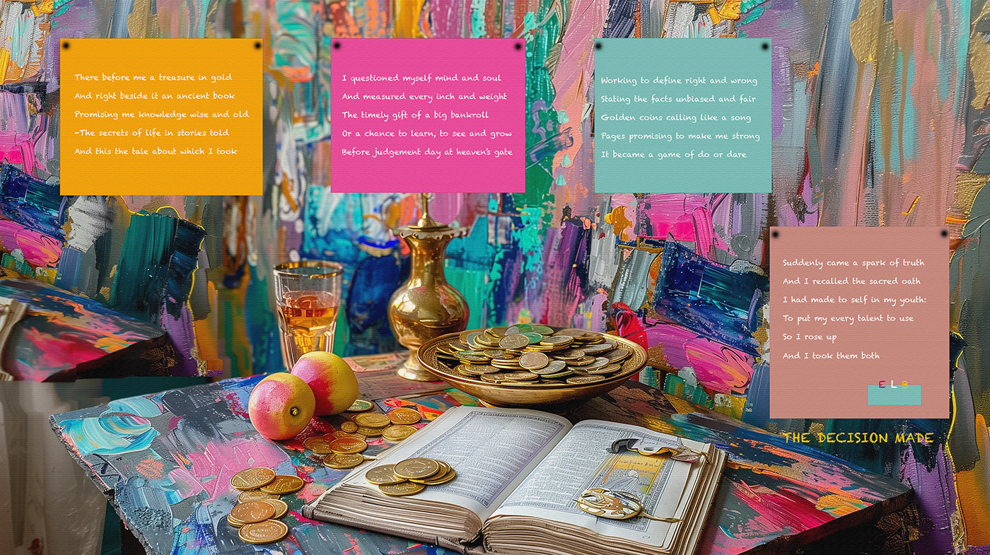 Decision Made poetry art print with resolve themes by E. Laurence Bake