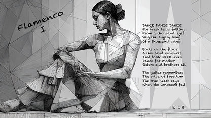Flamenco 1B poetry art print with dance and passion by E. Laurence Bake