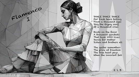 Flamenco 1B poetry art print with dance and passion by E. Laurence Bake