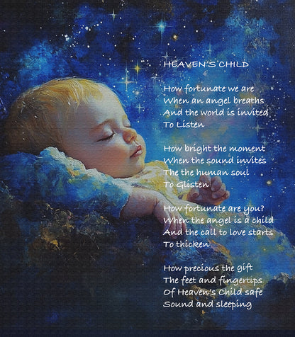 Heaven's Child poetry art print with newborn and wonder themes by E. Laurence Bake