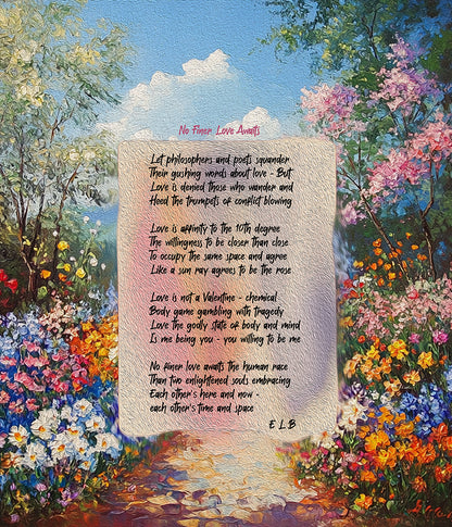 No Finer Love poetry art print with romance themes by E. Laurence Bake