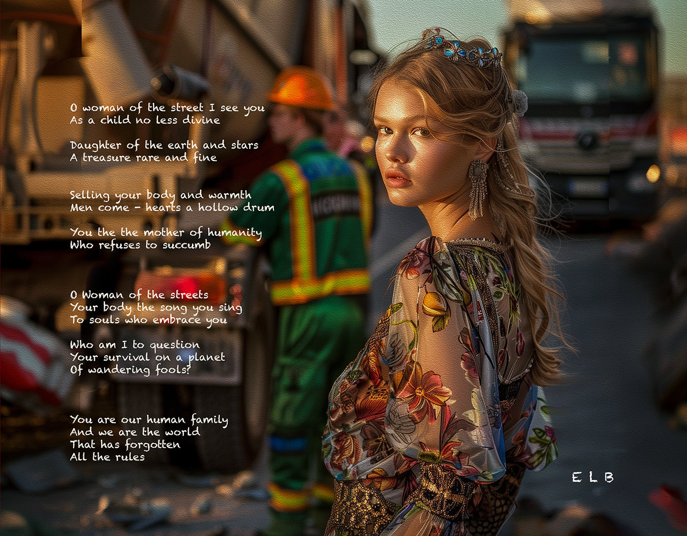 We Are The World poetry art print with global unity by E. Laurence Bake