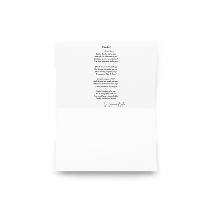 Painted Poem Keepsake Card - Teacher Teacher